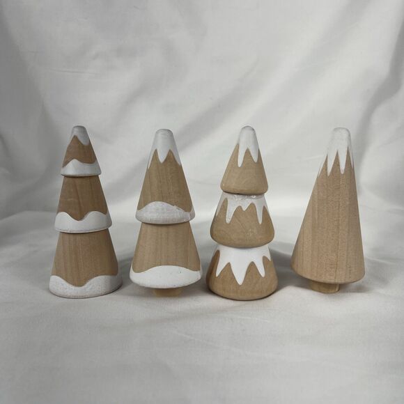 Bullseye Playground Wooden Christmas Trees Lot‎ Set Of Four - Picture 1 of 8